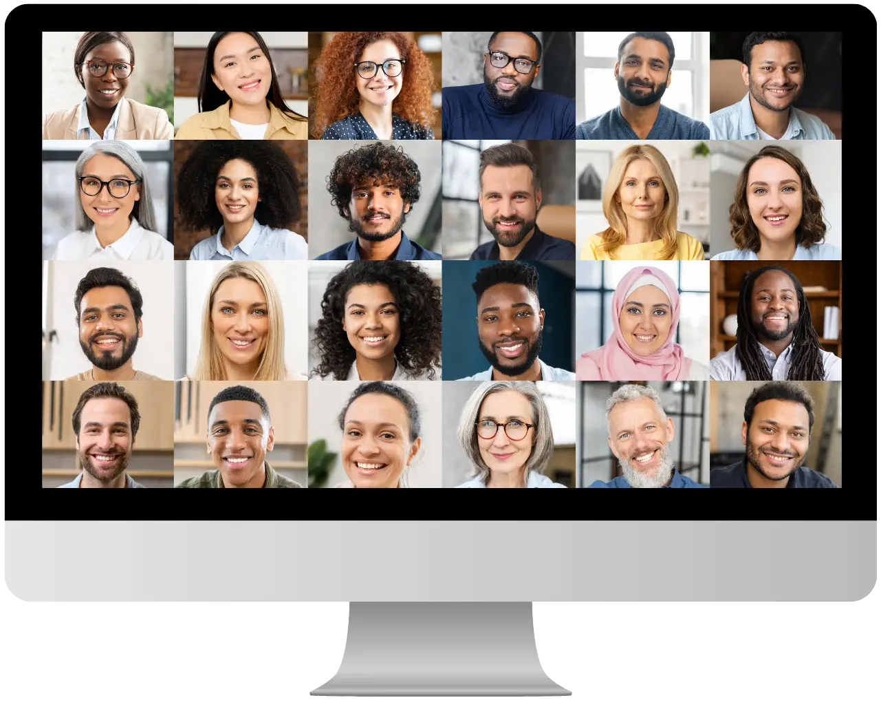 A diverse group of educators on a computer screen