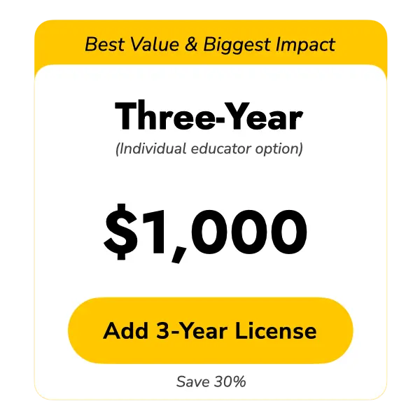 Three School-Year Individual License for a single Educator at $1000