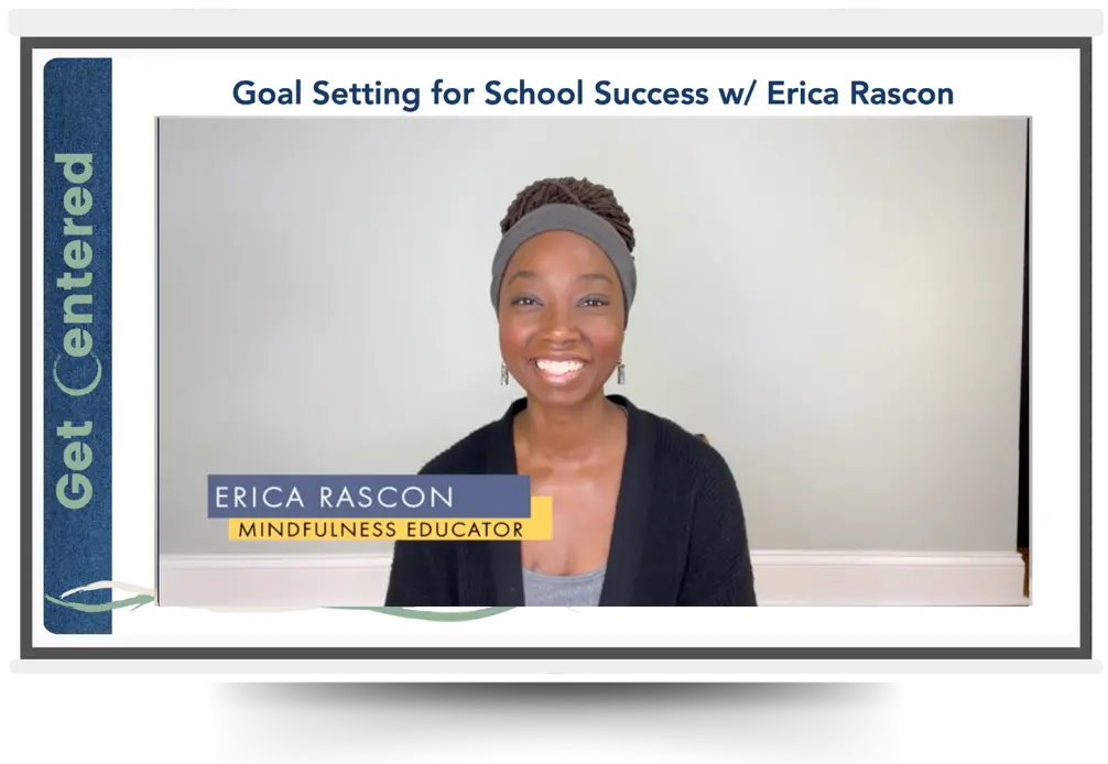 A School-Connect Get Centered activity presentation slide on a projector screen