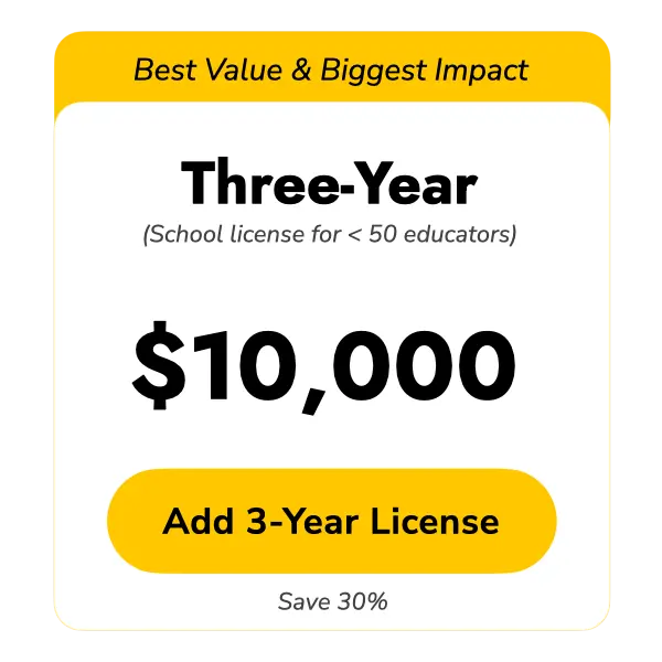 Three School-Year Small School License for up to 50 Educators at $10000