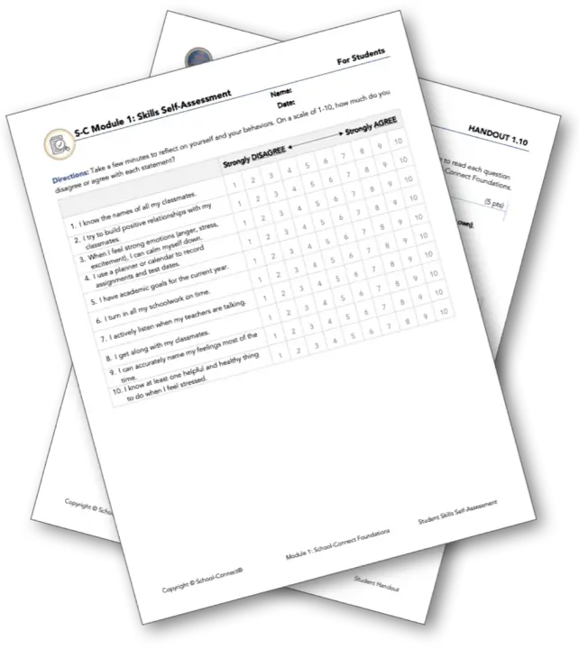 Two PDFs of a sample of the School-Connect Assessments