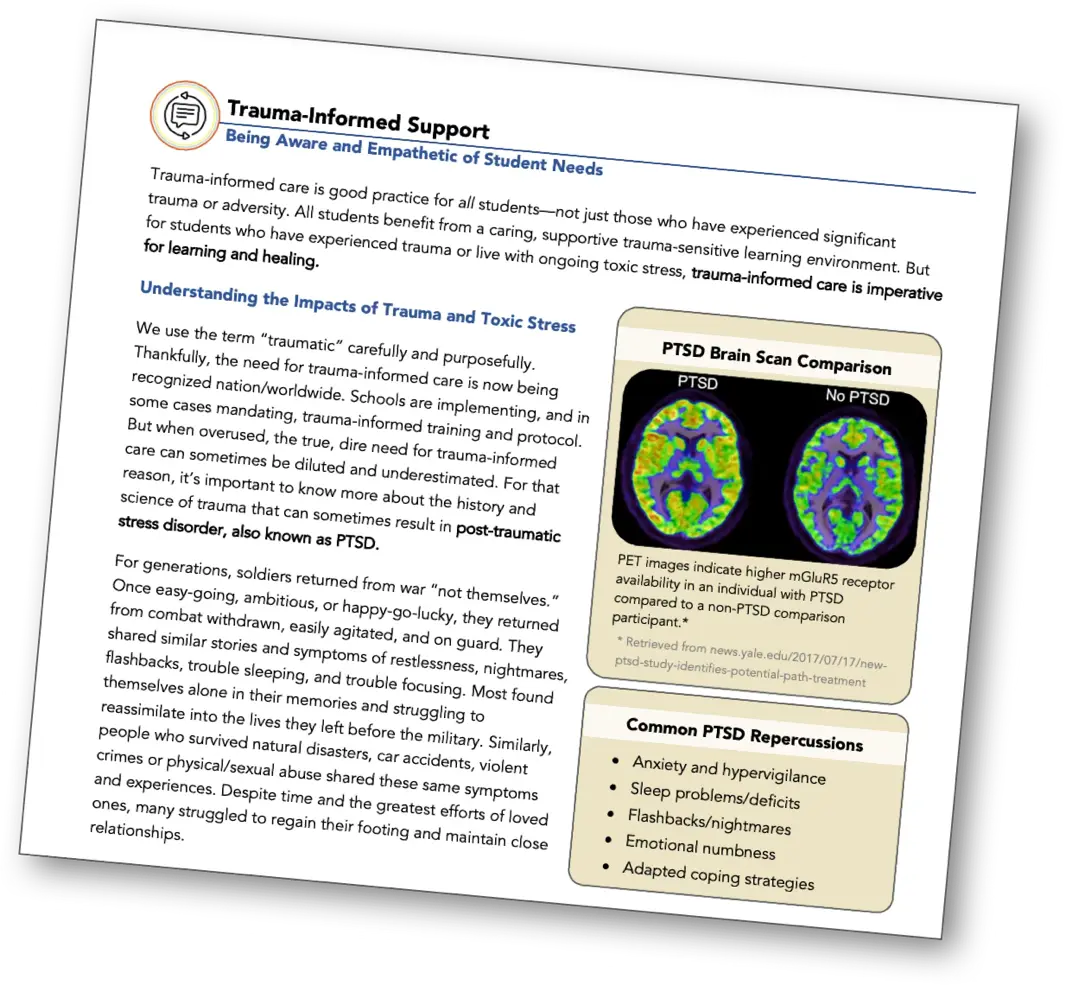 A PDF of School-Connect's Trauma Informed Supports