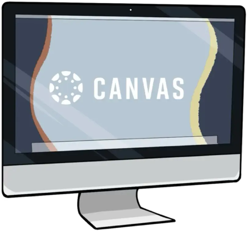A computer screen graphic with the Canvas logo on the screen